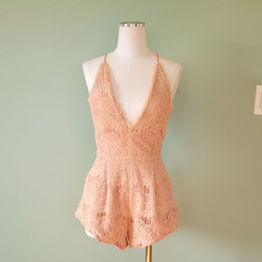 Stylestalker Blush Pink Lace Romper